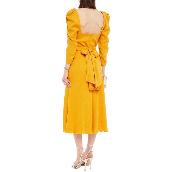 JOHANNA ORTIZ Lotus And Beetle Belted Textured Woven Midi Dress US 6 $1150 - Picture 2 of 11